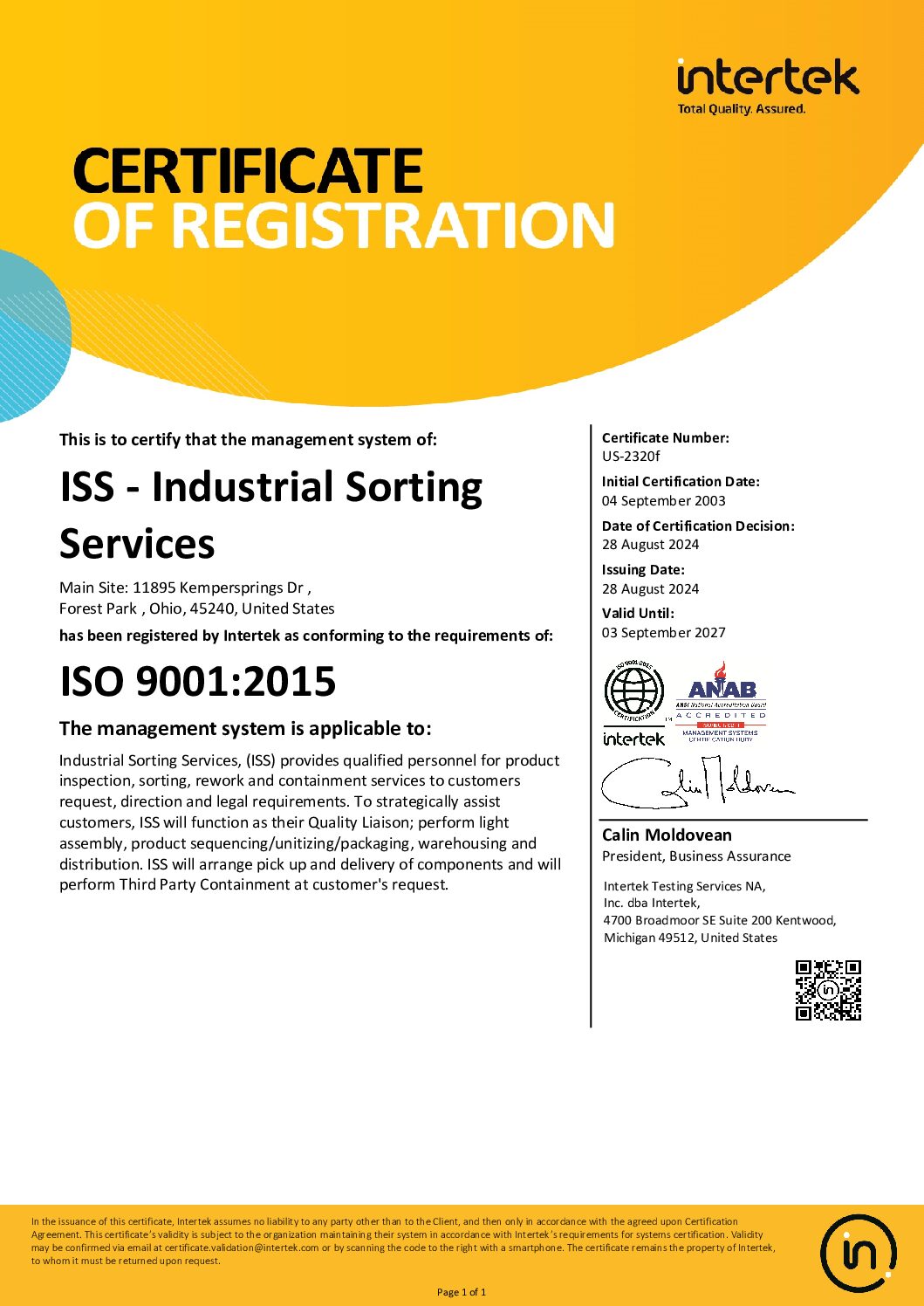 ISO 9000 Certificate